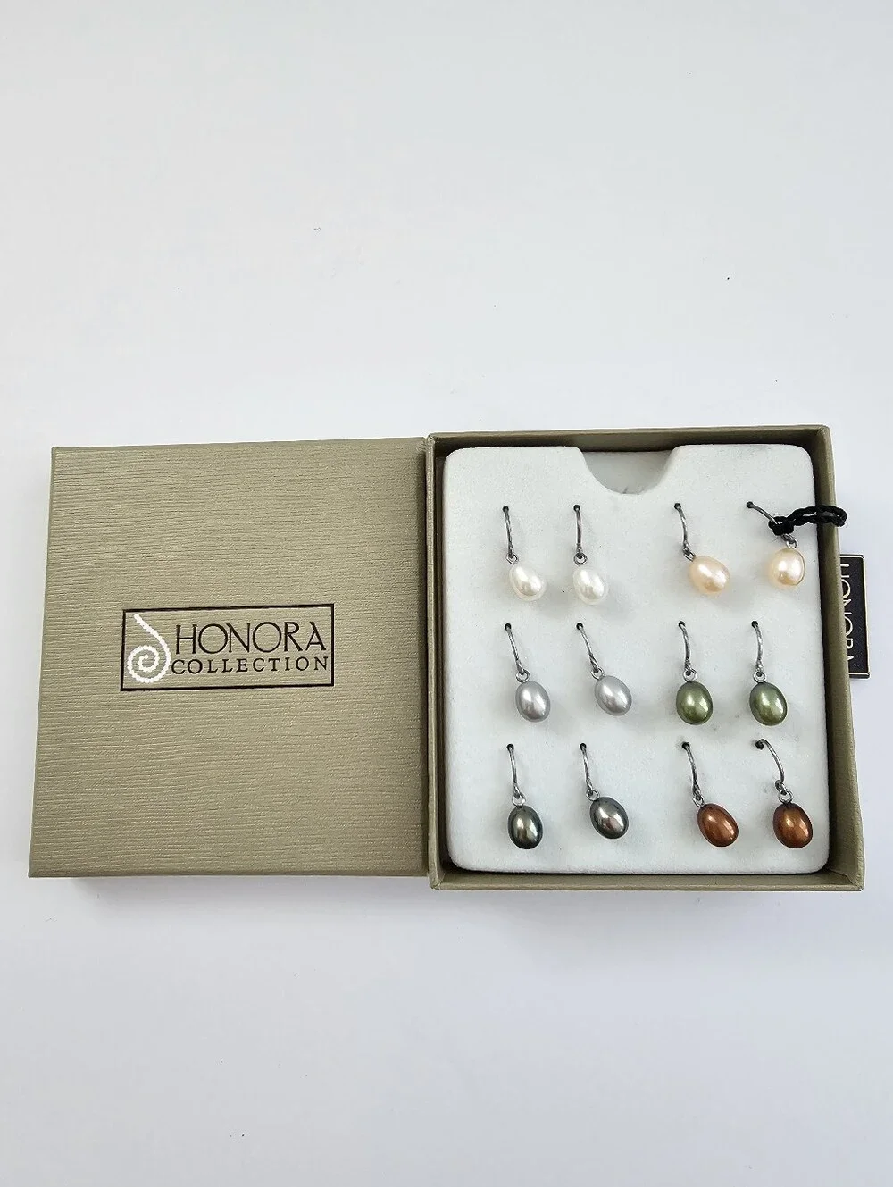 Honora Collection Sterling Silver Cultured Pearl Drop Earring Set 6 Pairs Boxed
